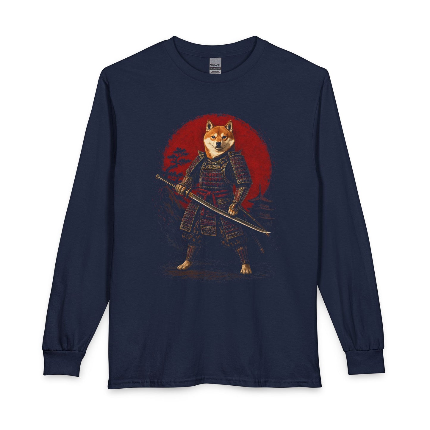 Shiba Inu Samurai II Long Sleeve Navy
