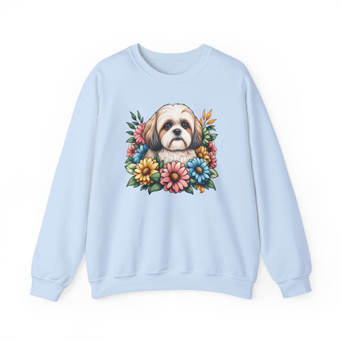 Shih Tzu Flower Wreath Crewneck Sweatshirt