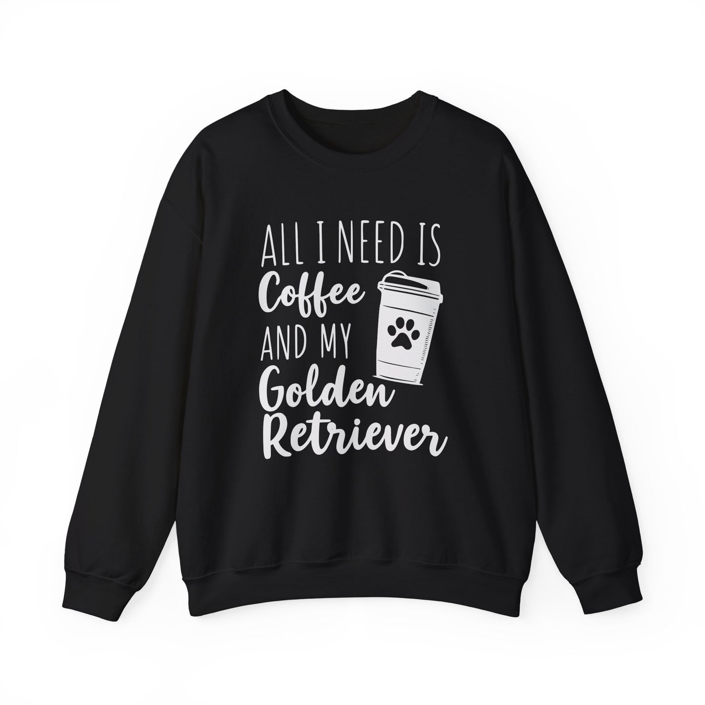 Coffee & My Golden Retriever Crewneck Sweatshirt Black
