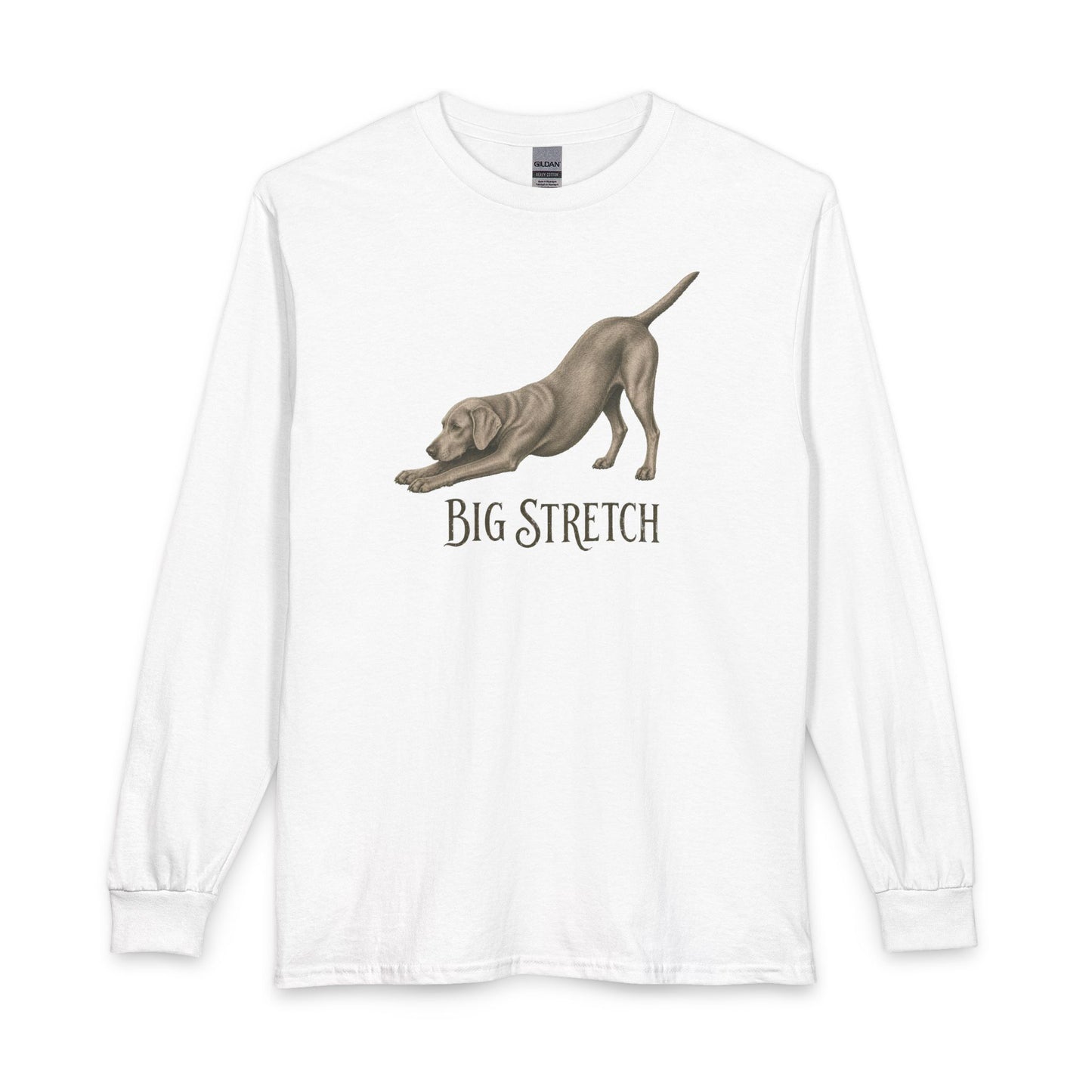 Big Stretch Weimaraner Long Sleeve White