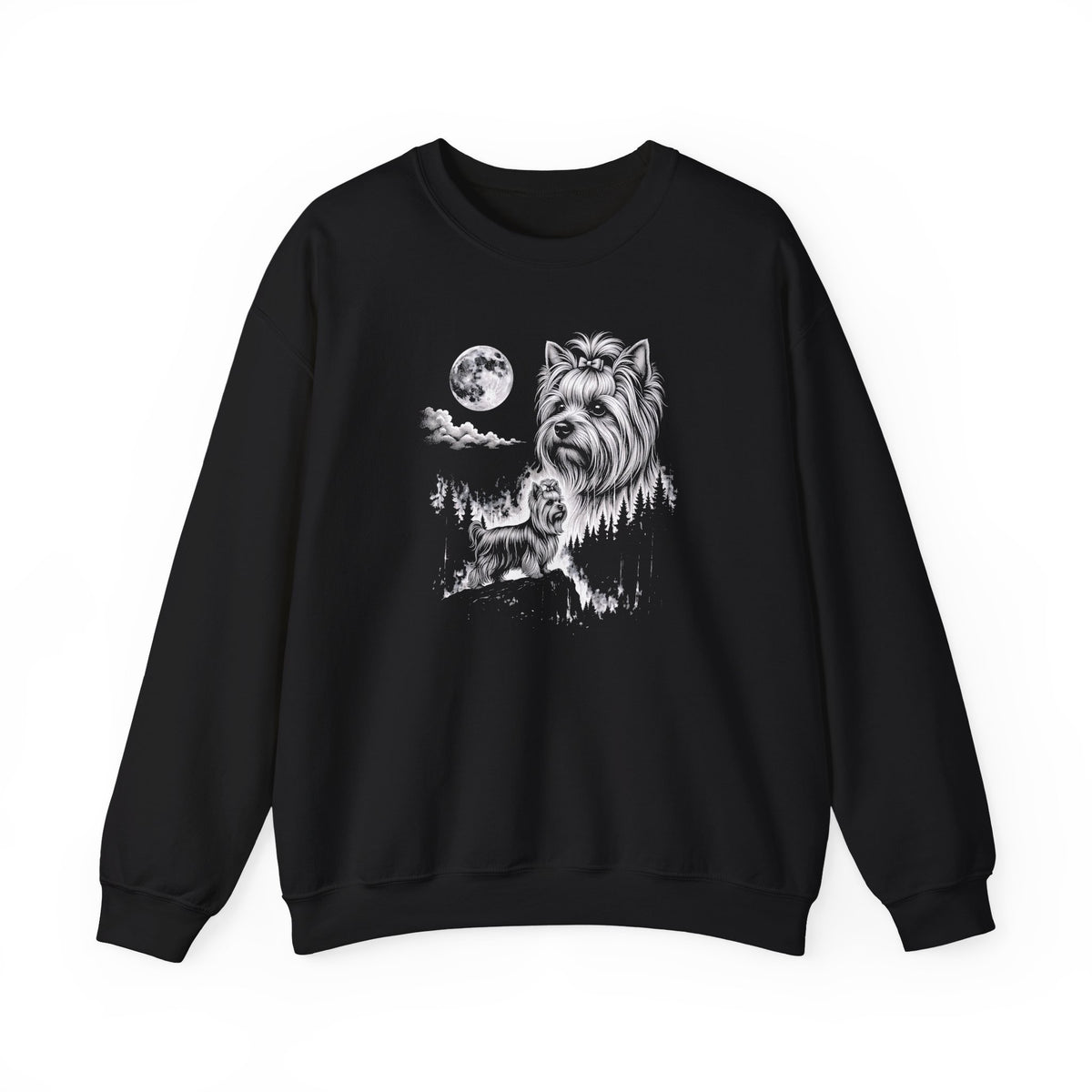 Yorkshire Terrier Moonlight Crewneck Sweatshirt Black