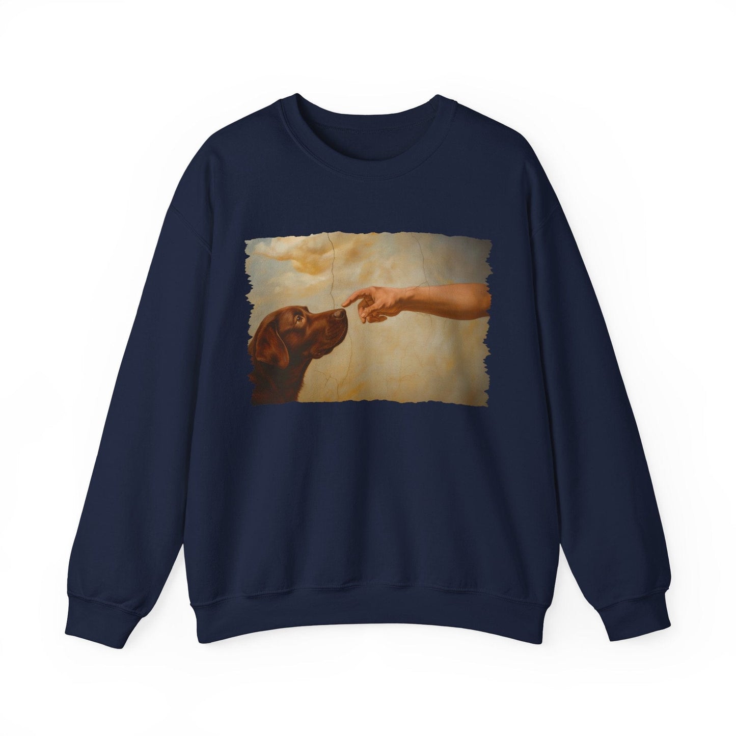 God Creates Chocolate Lab Crewneck Sweatshirt Navy