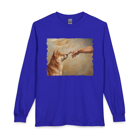 God Creates Shiba Inu Long Sleeve Royal