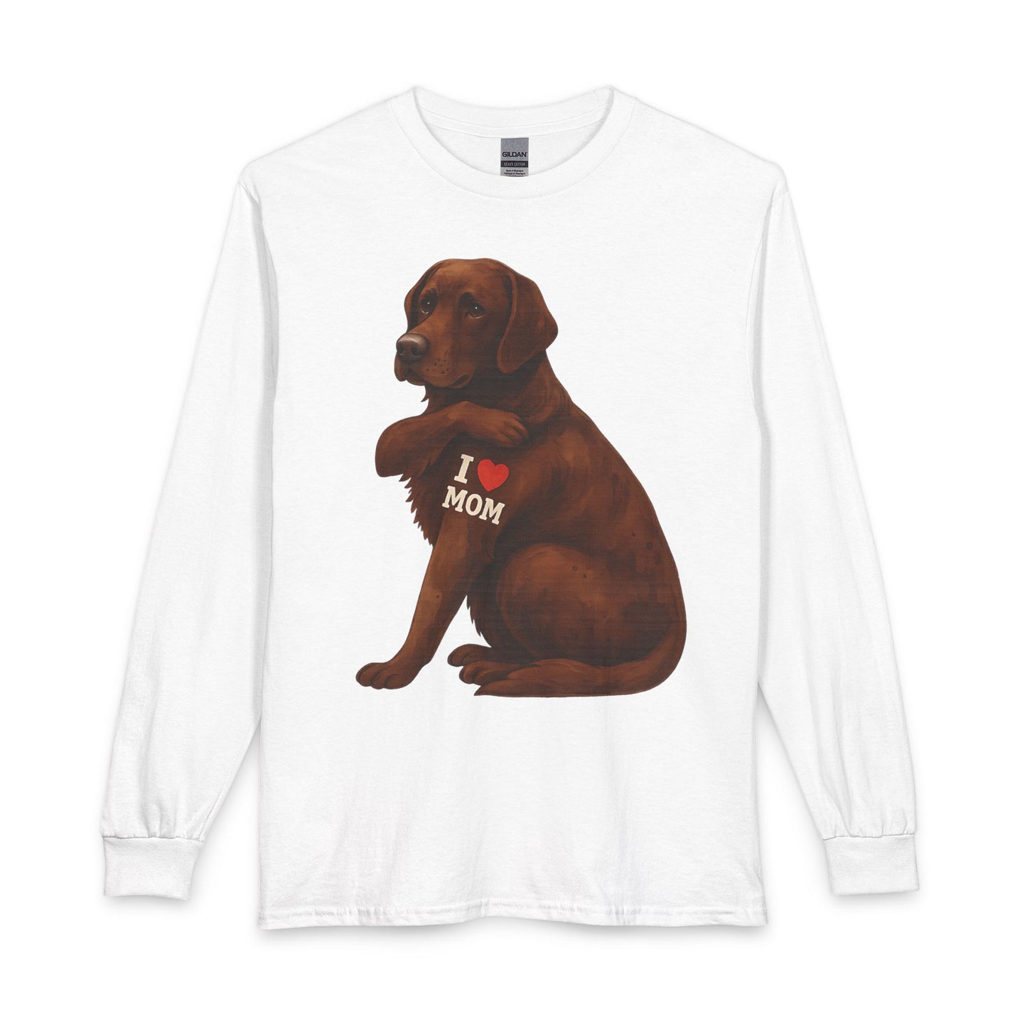 Chocolate Labrador I Love Mom Long Sleeve