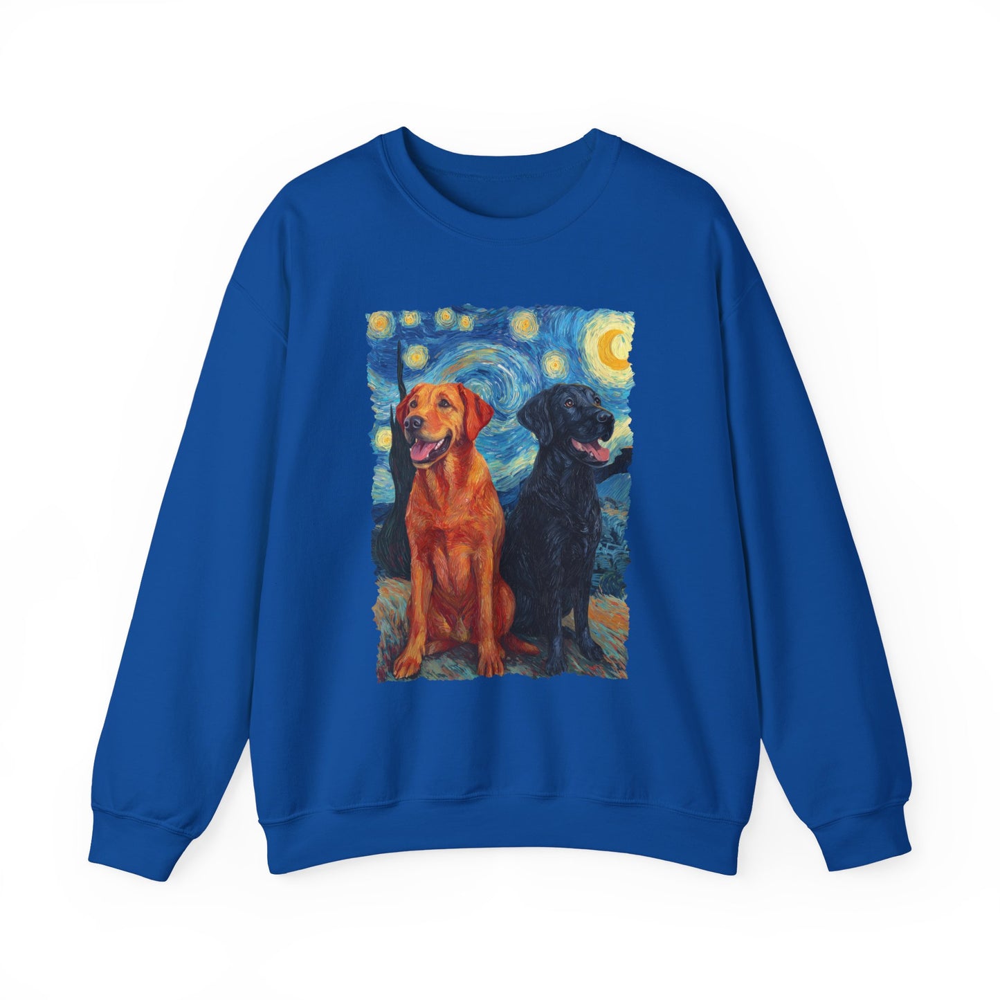 Fox Red & Black Lab Van Gogh Crewneck Sweatshirt