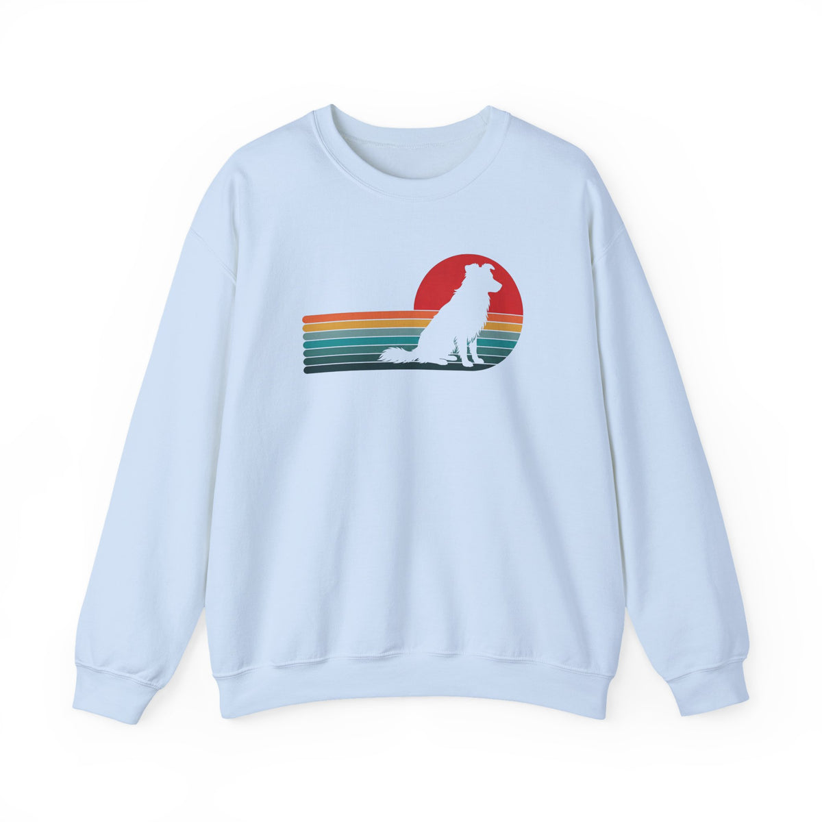 Border Collie Retro Crewneck Sweatshirt Light Blue