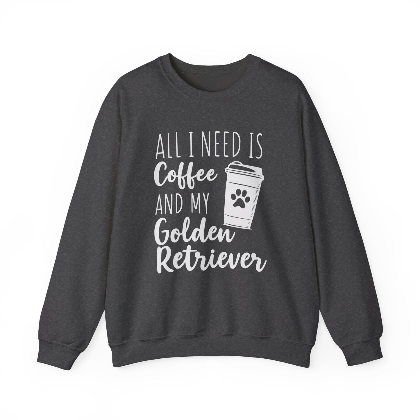 Coffee & My Golden Retriever Crewneck Sweatshirt Dark Heather