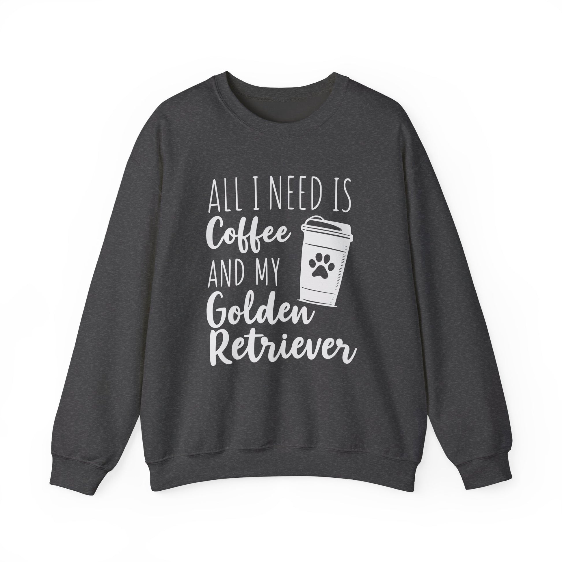 Coffee & My Golden Retriever Crewneck Sweatshirt Dark Heather