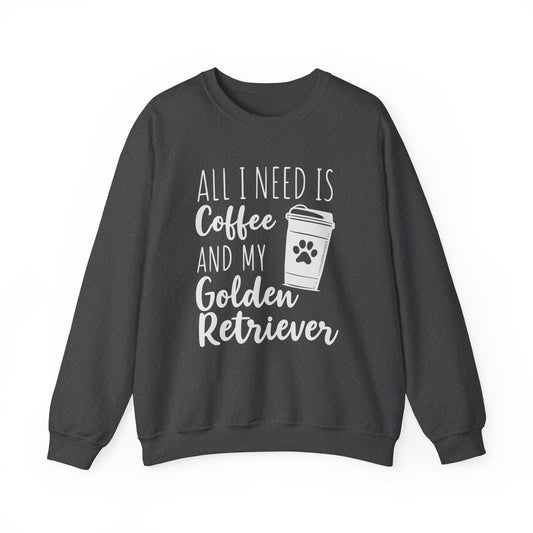 Coffee & My Golden Retriever Crewneck Sweatshirt Dark Heather