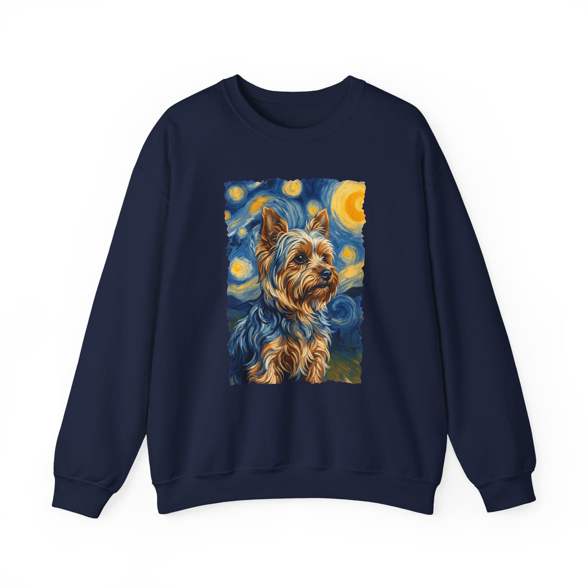 Yorkshire Terrier Van Gogh Crewneck Sweatshirt Navy