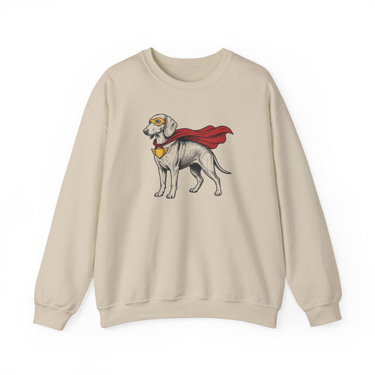 Dachshund Superhero Crewneck Sweatshirt Sand