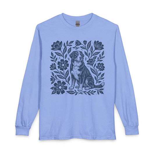Bernese Mountain Dog Linocut Long Sleeve