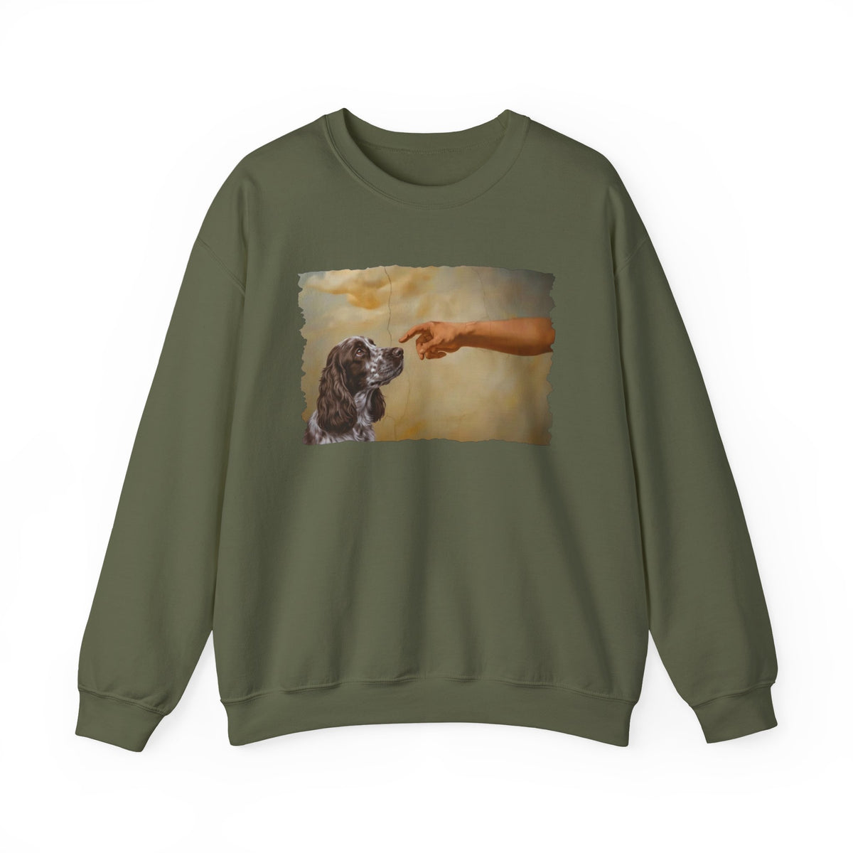 God Creates Liver Roan Cocker Spaniel Crewneck Sweatshirt