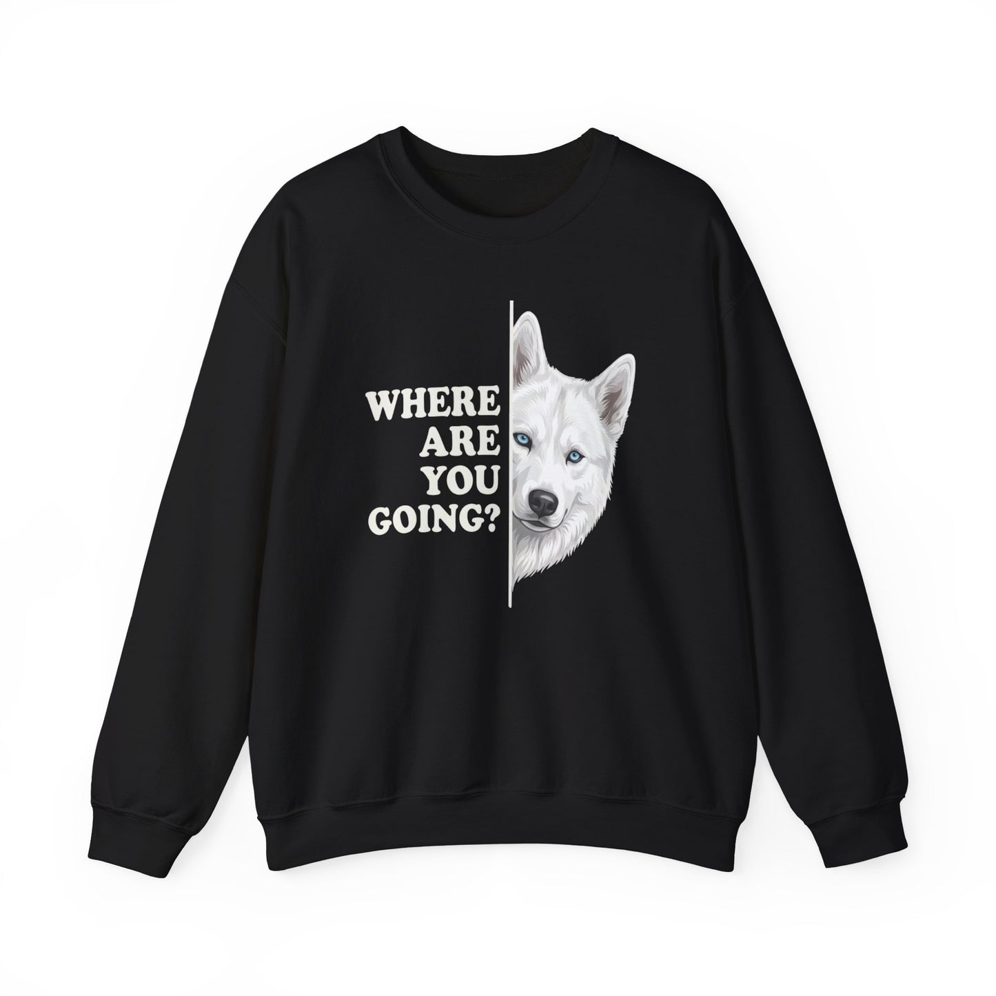 White Husky Alert Crewneck Sweatshirt Black