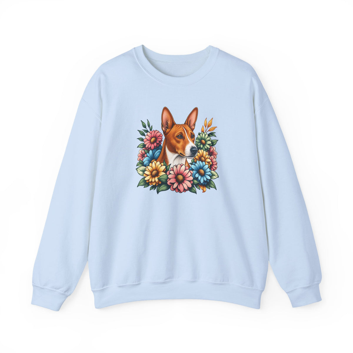Basenji Flower Wreath Crewneck Sweatshirt