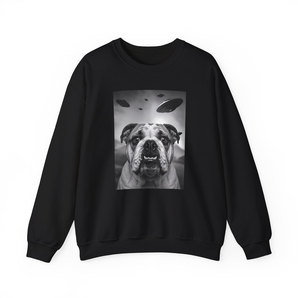 English Bulldog UFO Crewneck Sweatshirt Black