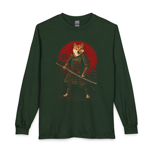 Shiba Inu Samurai II Long Sleeve Forest Green