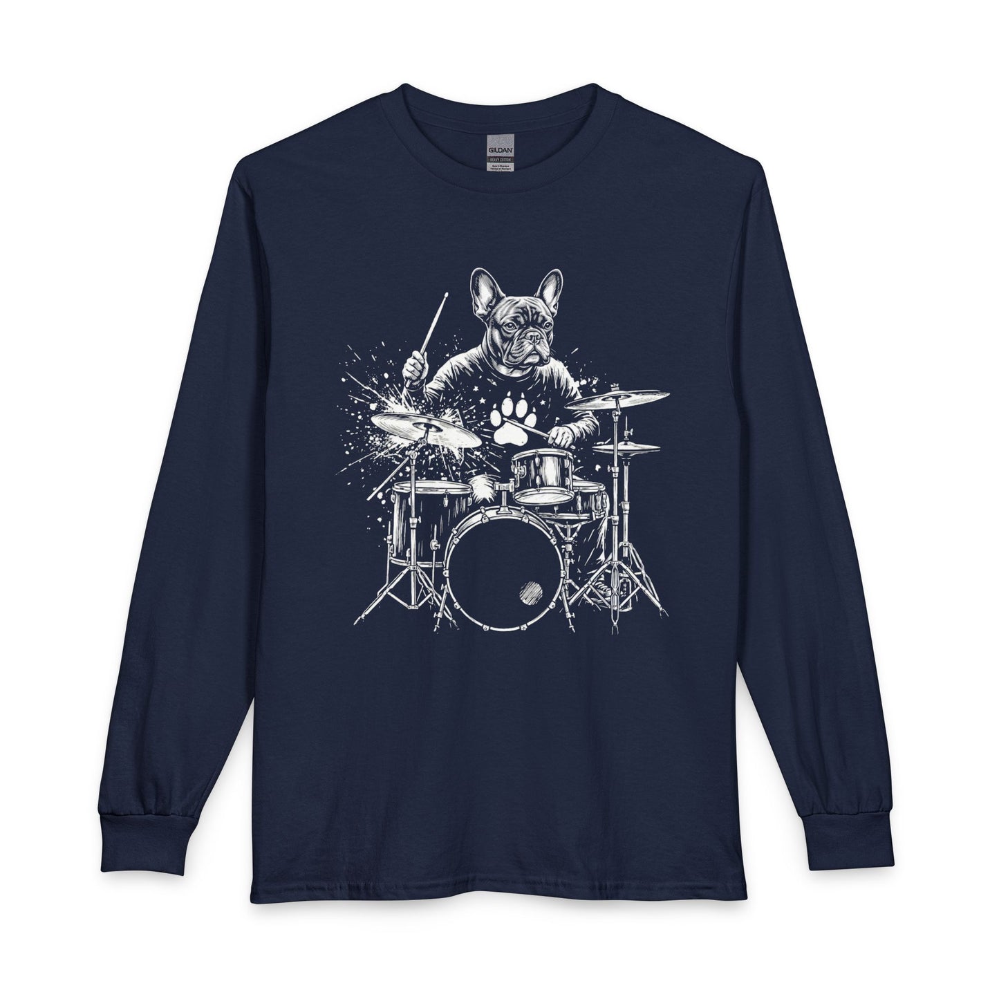 French Bulldog Drummer Long Sleeve Navy