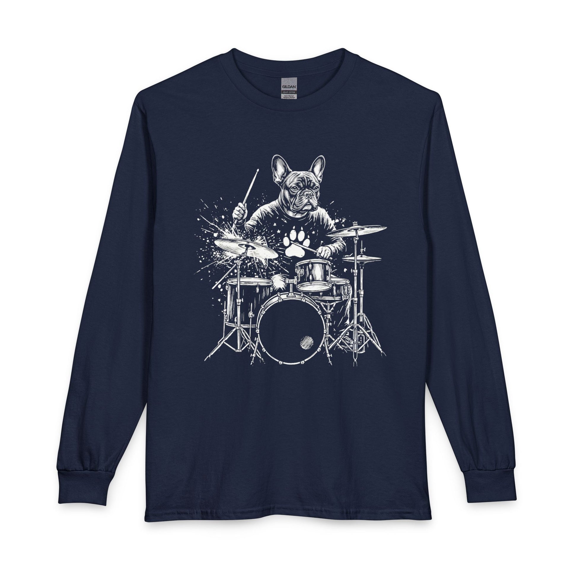 French Bulldog Drummer Long Sleeve Navy