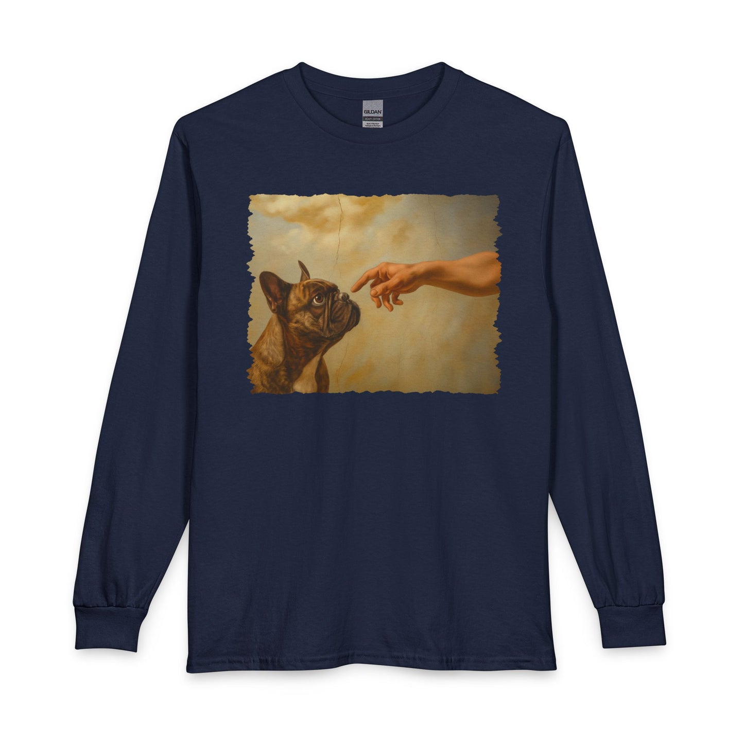 God Creates French Bulldog Long Sleeve Navy