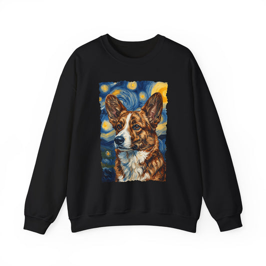 Cardigan Welsh Corgi Red Brindle Van Gogh Crewneck Sweatshirt