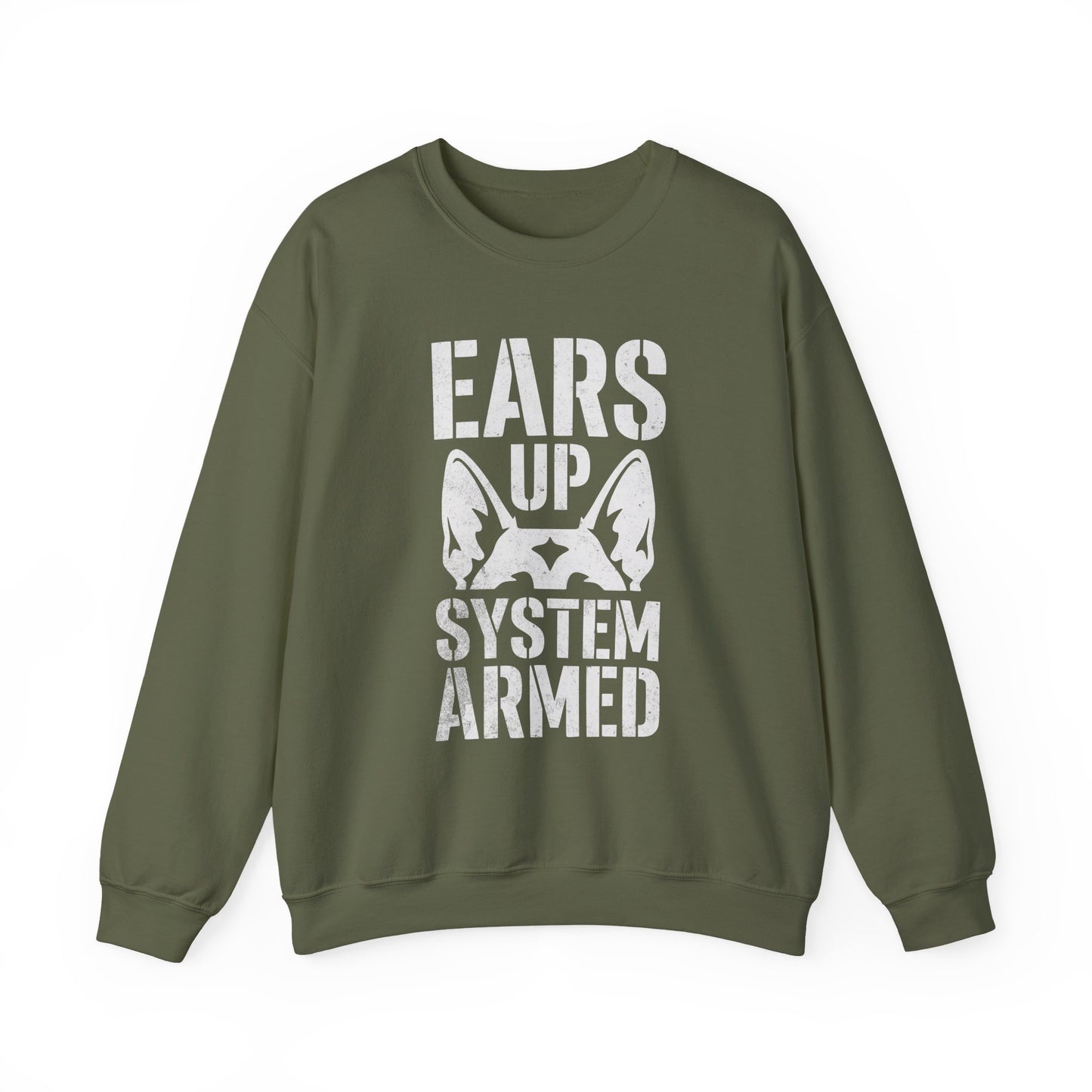 German Shepherd Alarm Crewneck Sweatshirt Military Green