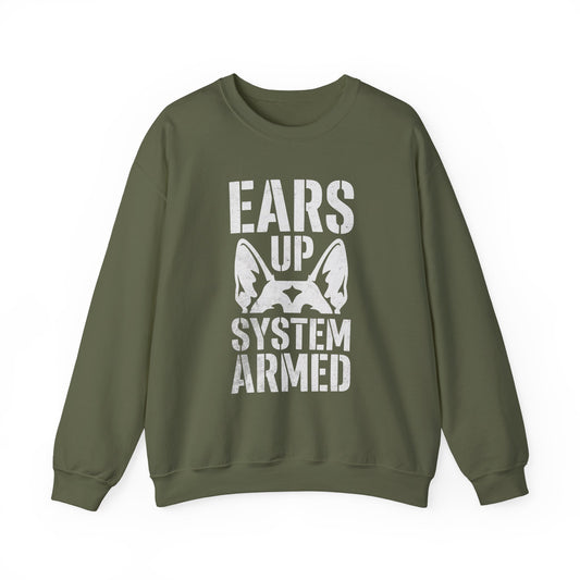 German Shepherd Alarm Crewneck Sweatshirt Military Green