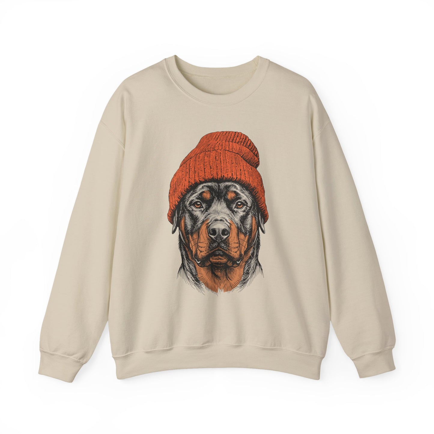 Rottweiler Beanie Crewneck Sweatshirt