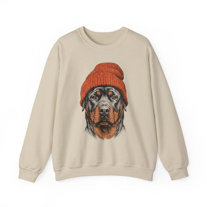 Rottweiler Beanie Crewneck Sweatshirt