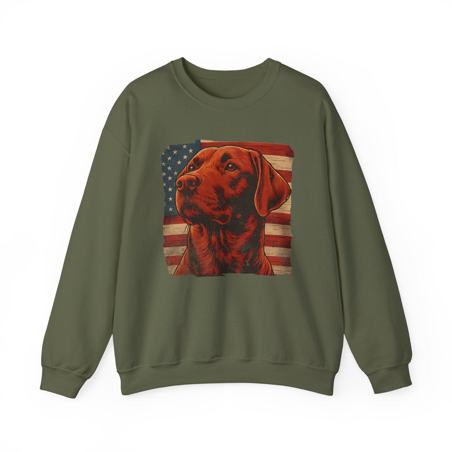 Fox Red Lab USA Crewneck Sweatshirt Military Green