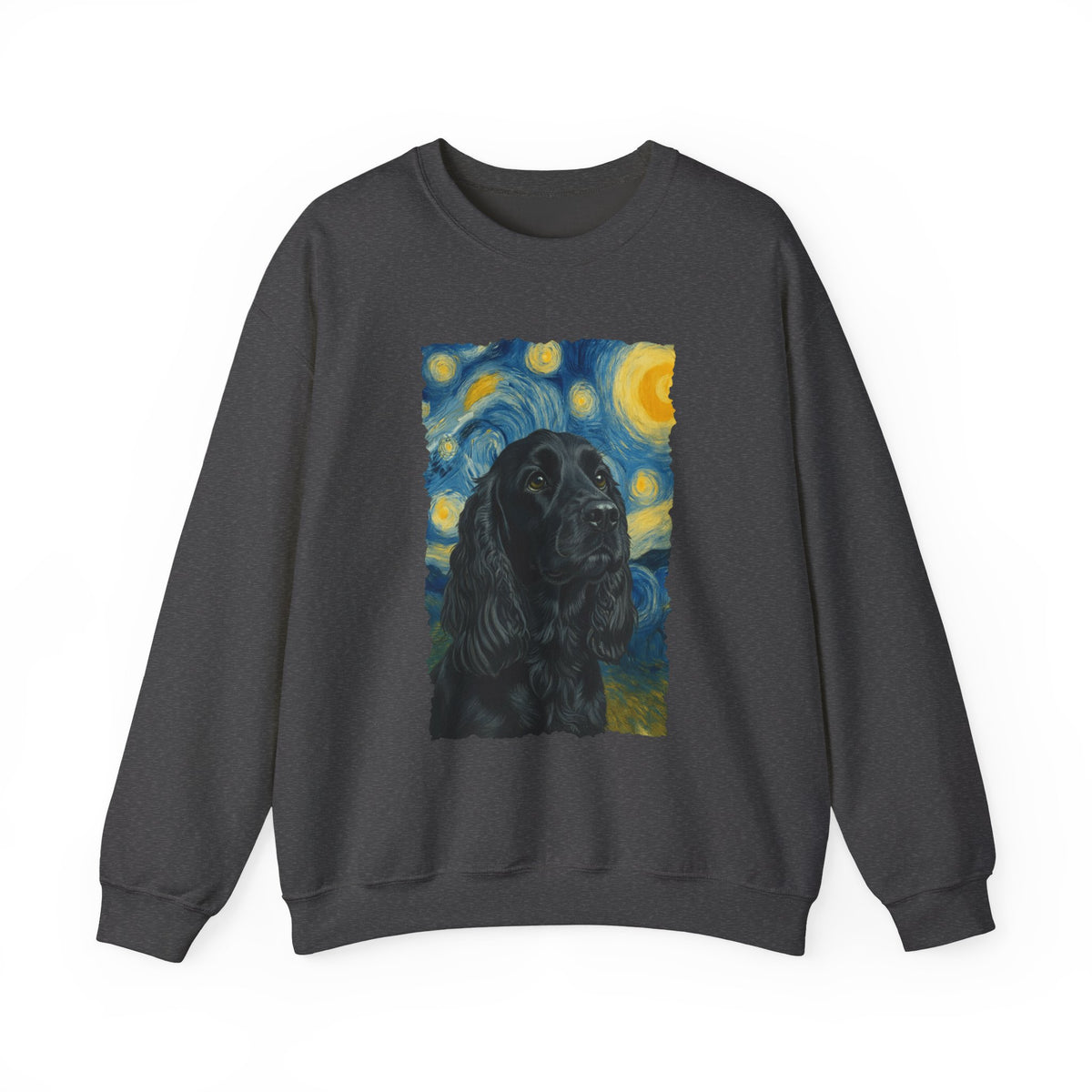 Black Cocker Spaniel Starry Night Crewneck Sweatshirt