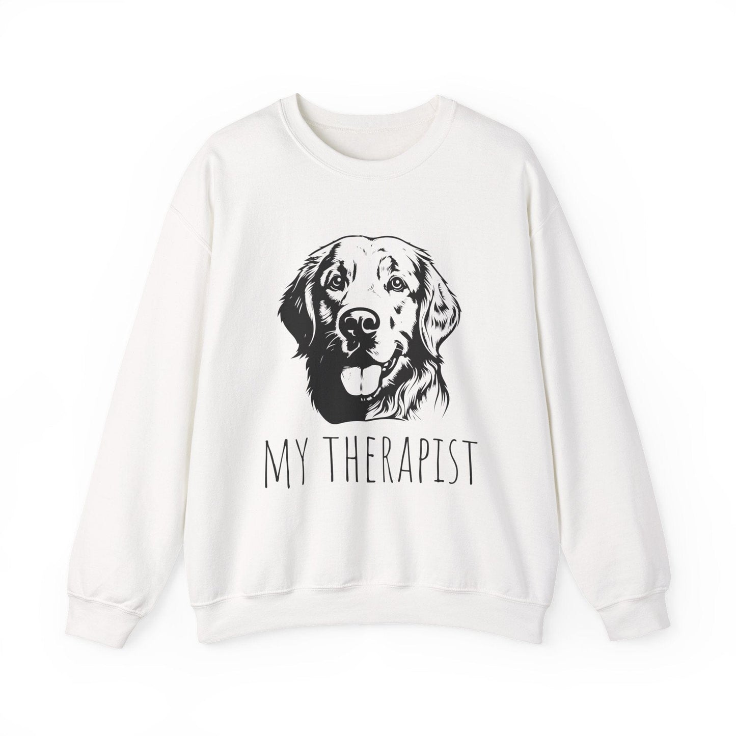 Golden Retriever My Therapist Crewneck Sweatshirt White