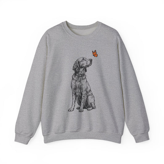 English Setter Butterfly Crewneck Sweatshirt Sport Grey