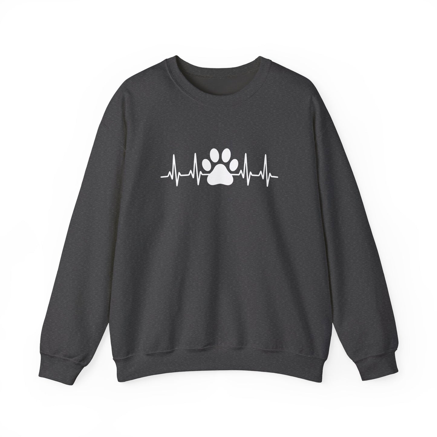 Dog Heartbeat Paw Crewneck Sweatshirt Dark Heather