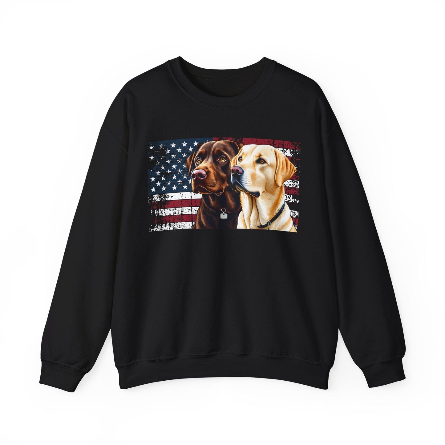 Chocolate & Yellow Lab USA Crewneck Sweatshirt Black