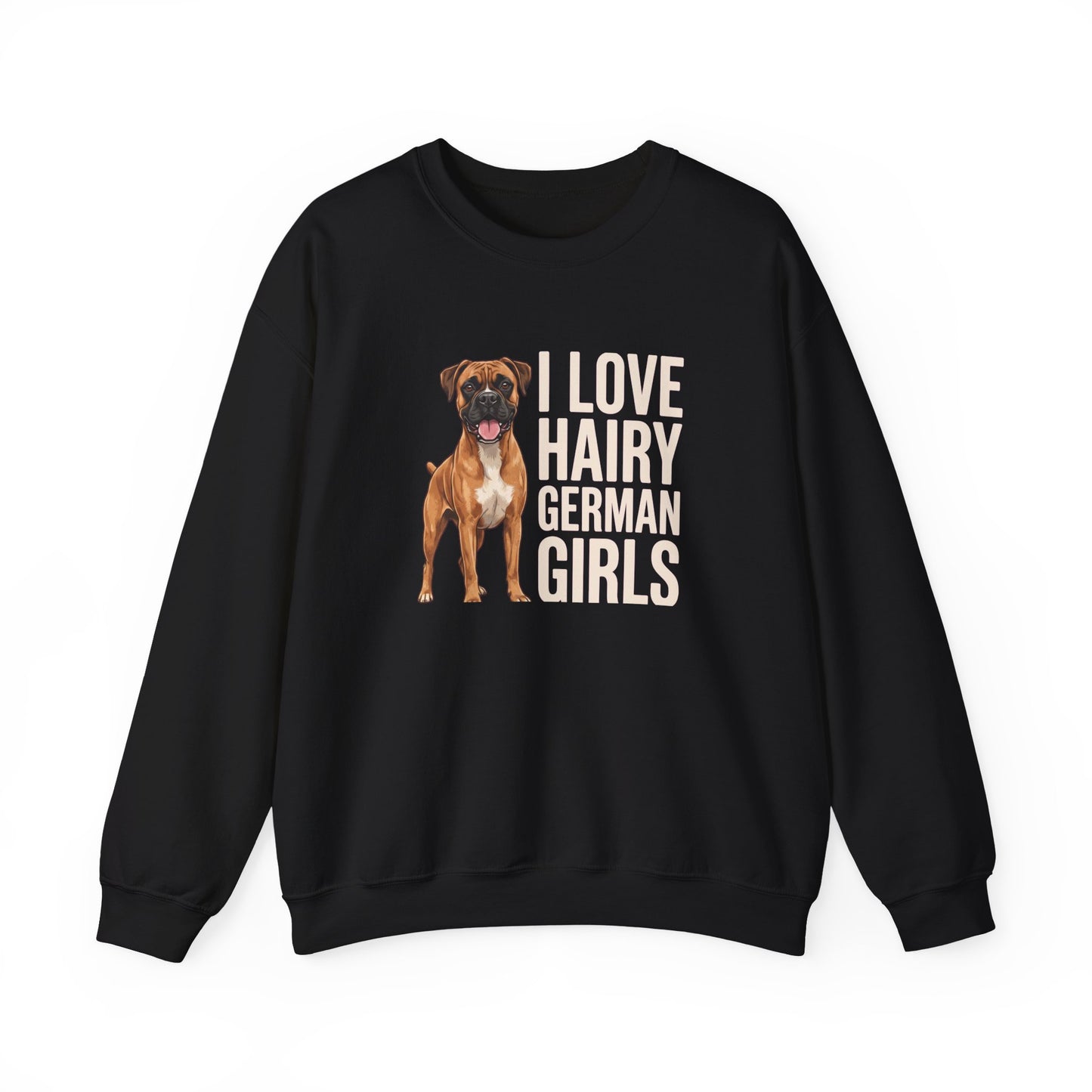 Fawn Boxer Hairy German Girl Crewneck Sweatshirt