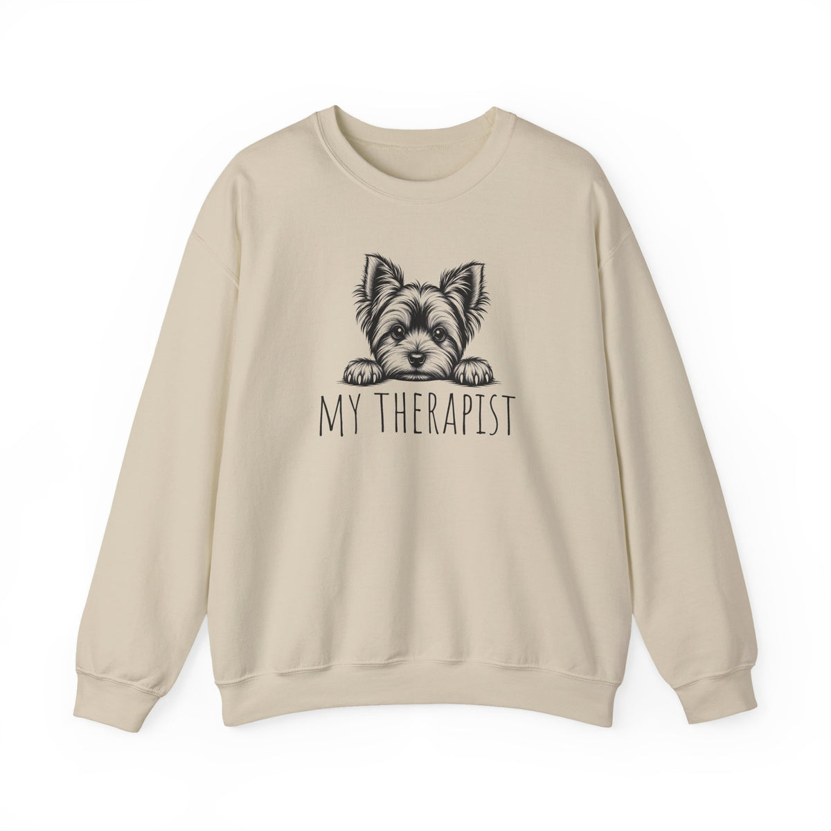 Yorkshire Terrier My Therapist Crewneck Sweatshirt Sand