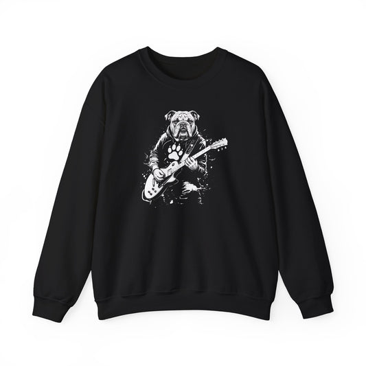 English Bulldog Guitar Crewneck Sweatshirt Black