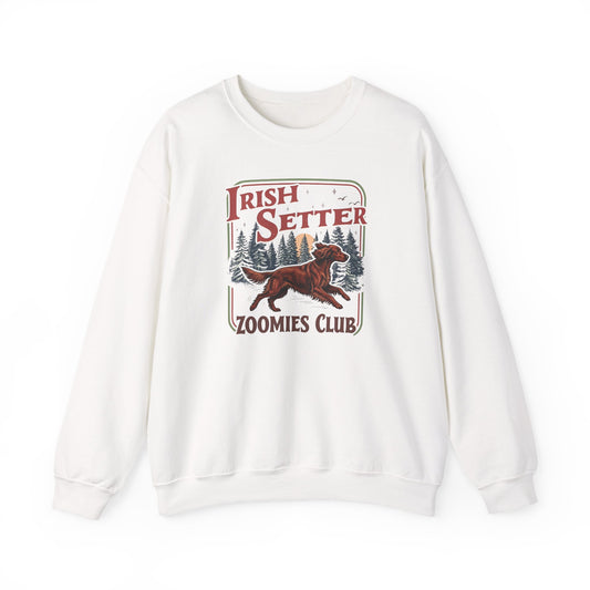 Irish Setter Zoomies Club Crewneck Sweatshirt White