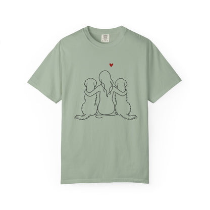 Two Golden Retrievers and Girl Premium Tee