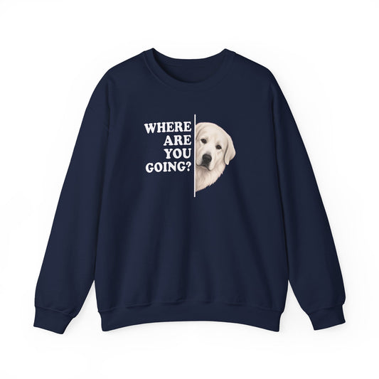 Great Pyrenees Where Are You Going Crewneck Sweatshirt Navy
