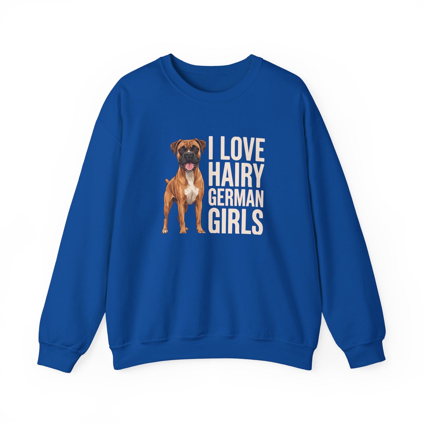Fawn Boxer Hairy German Girl Crewneck Sweatshirt
