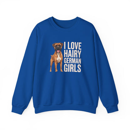 Fawn Boxer Hairy German Girl Crewneck Sweatshirt