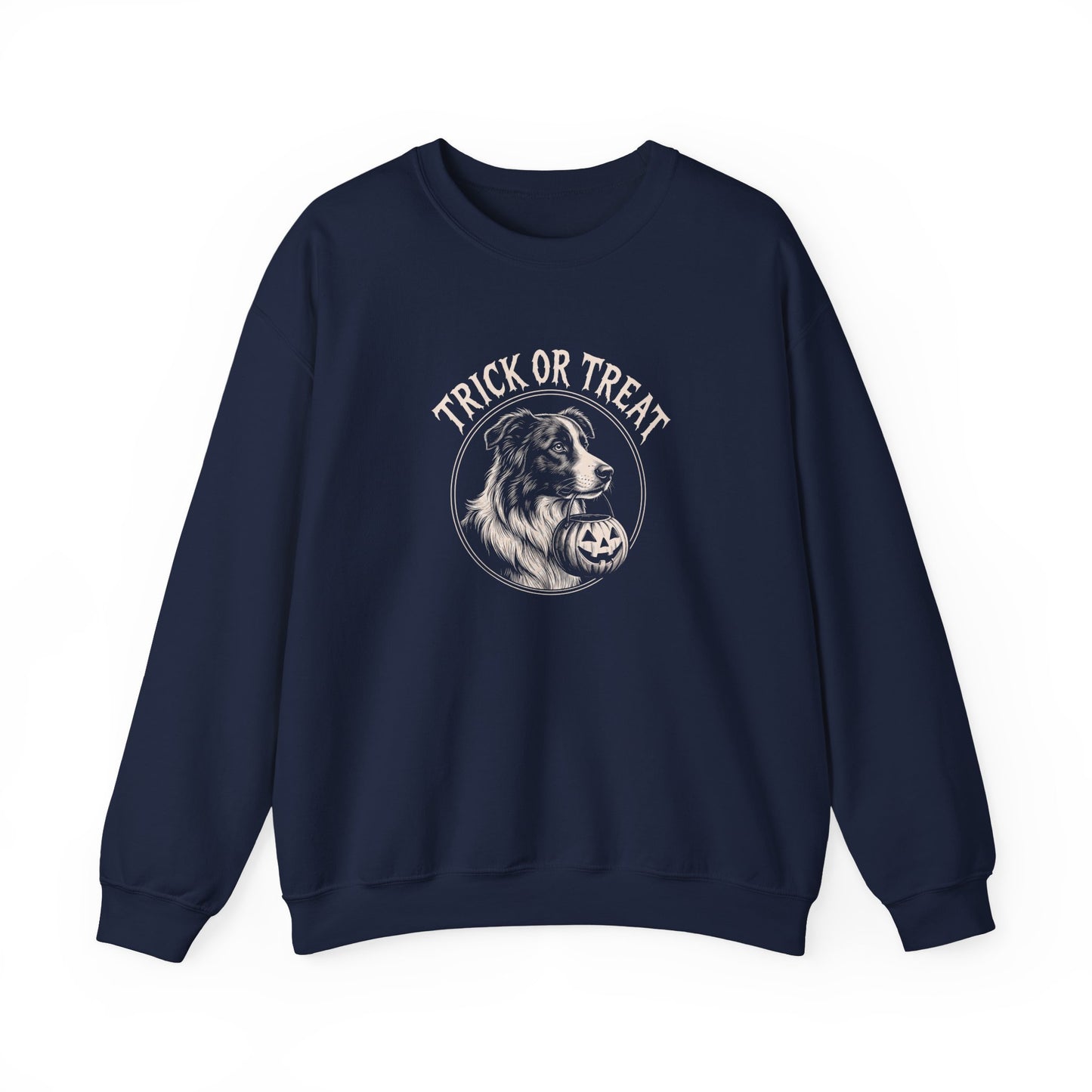 Border Collie Halloween Trick or Treat Crewneck Sweatshirt