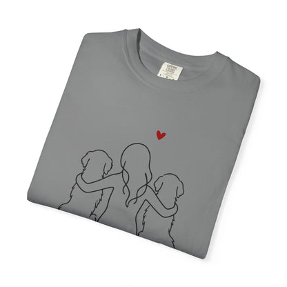 Two Golden Retrievers and Girl Premium Tee