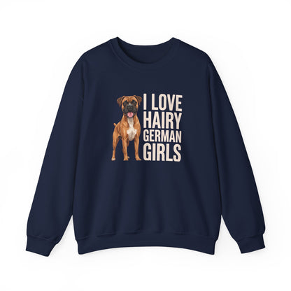 Fawn Boxer Hairy German Girl Crewneck Sweatshirt