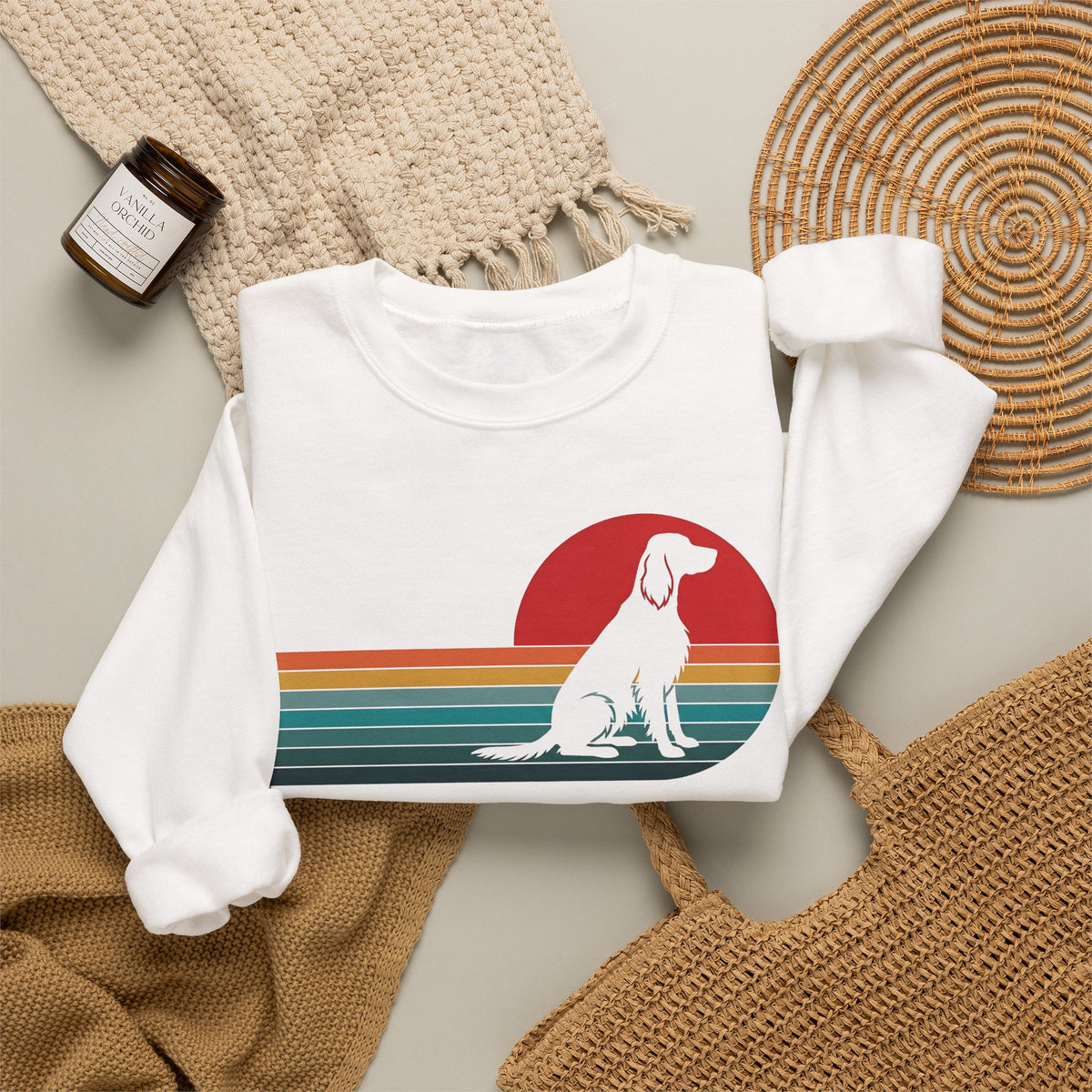 Irish Setter Retro Sunset Crewneck Sweatshirt