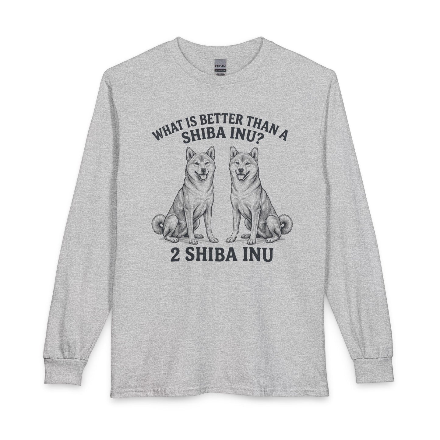 Two Shiba Inu Long Sleeve Sport Grey