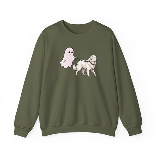 Great Pyrenees Ghost Walk Crewneck Sweatshirt Military Green
