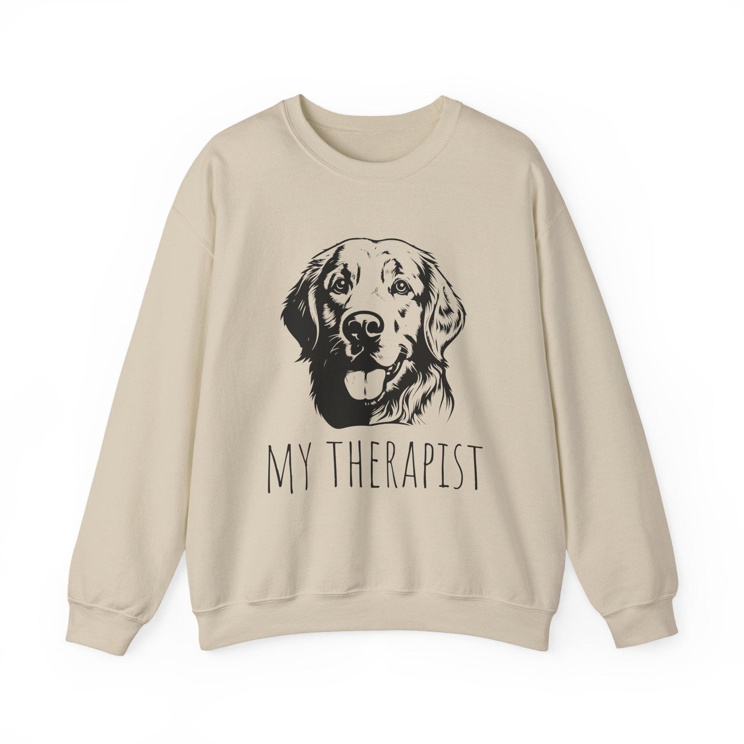 Golden Retriever My Therapist Crewneck Sweatshirt Sand